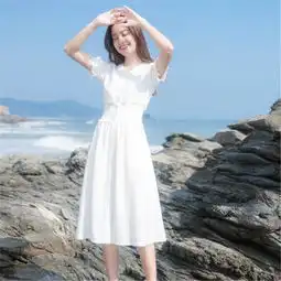 荆加依法式复古裙度假裙白色仙女裙连衣裙裙子白色m蜜芽,中国领先的进口母婴限时特卖商城