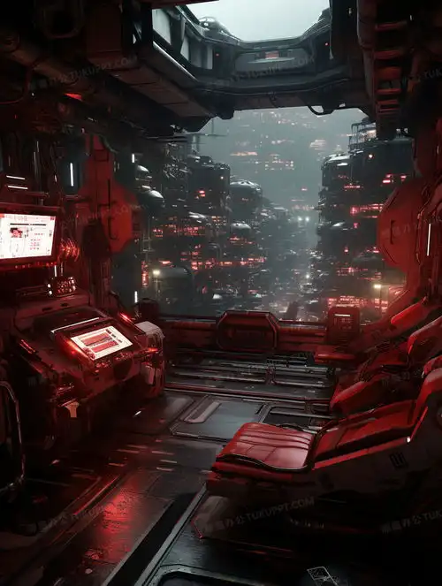 赛博朋克风格宇宙飞船内部插画图片素材下载jpg格式熊猫办公