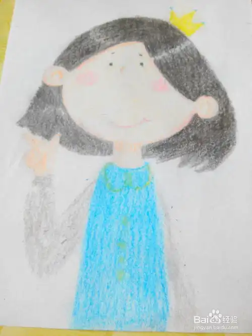 怎样用油画棒画卡通小女孩呢