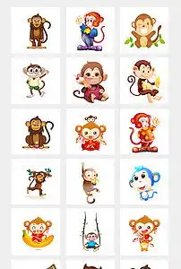 呆萌可爱猴子卡通动物海报素材背景png图片psd模板下载14.13mb其他大全自然