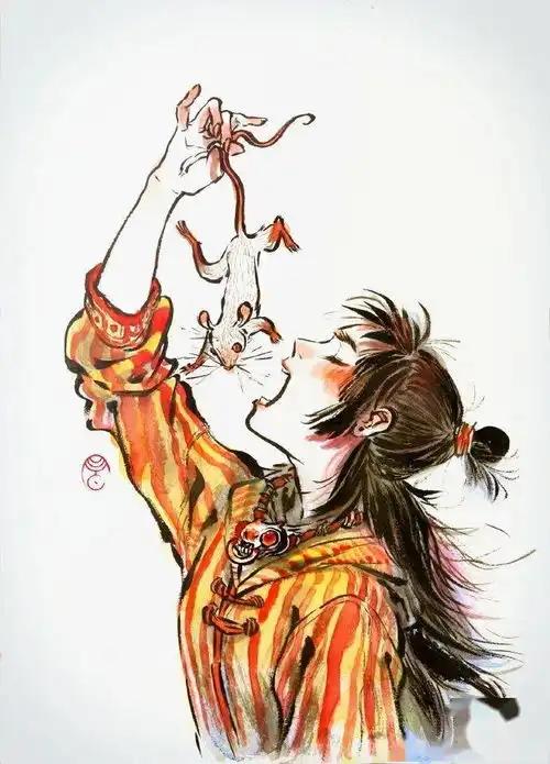 古风水墨美少女在纸上画出各种怪力乱神,绝美水墨画绝对让你一眼万年