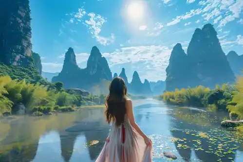 女生背影风景图片摄影图摄影图