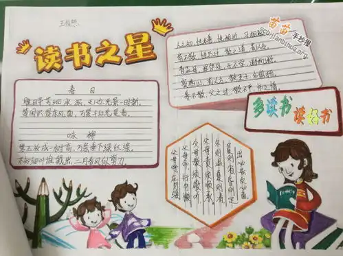 读书手抄报一等奖卡通