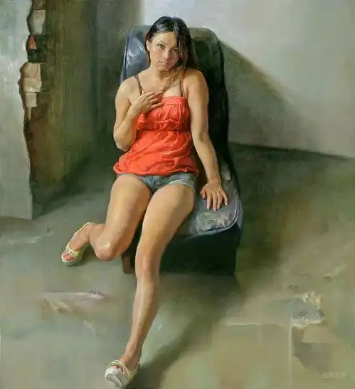 陈克平美院教授都市女性写实油画