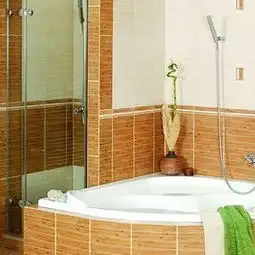 91120平米三居室田园风格绿色系卫生间浴缸效果图