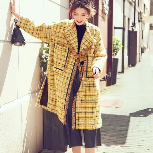 清新马卡龙色系呢大衣外套,格外甜美可人