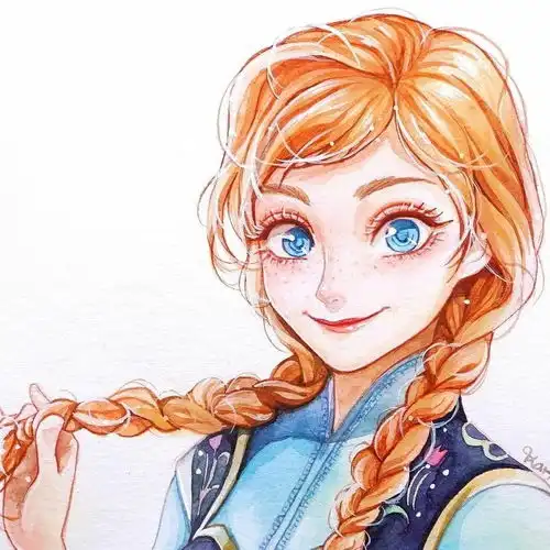 画师绘制迪士尼公主水彩画,公主颜值提升,美颜效果明显