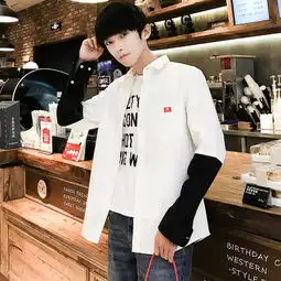 2019春秋季新款男士韩版长袖衬衫复古文艺休闲衬衣ins