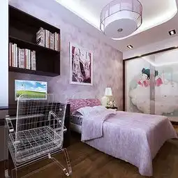 现代中式风格儿童房墙上搁架效果图