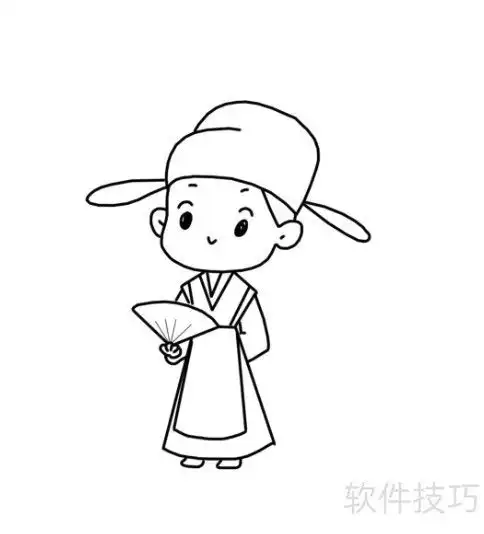 卡通人物卡通书生才子简笔画