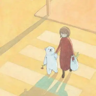 安奈治愈系插画女孩和北极熊卡通动漫头像我要个性网