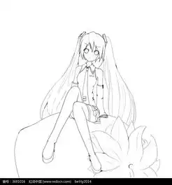 女孩和花朵卡通手绘线稿图片免费下载红动网