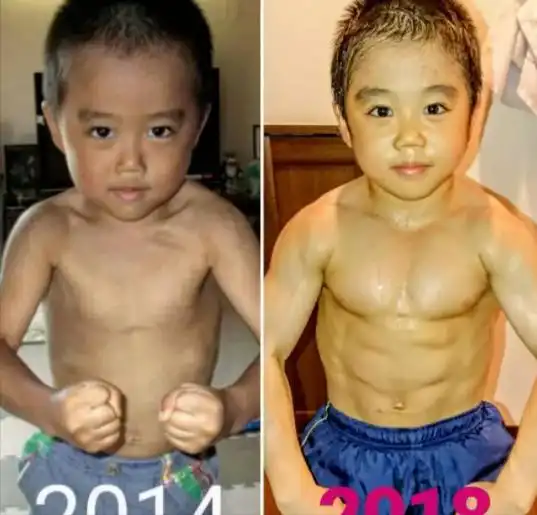 8岁小朋友身材太惊人,腹肌炸裂网友小孩子就不该练肌肉