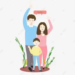 卡通风打招呼的一家三口素材图片免费下载千库网