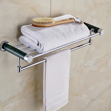 卫欲无限墨尔本大理石全铜卫浴挂件毛巾架浴巾架两色可选