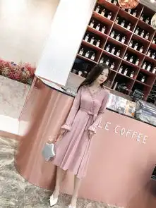 秋季系带修身少女温柔长裙女韩风chic木耳边v领长袖连衣裙女依生