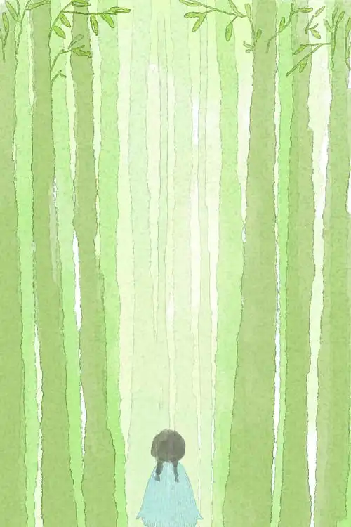 小清新头像背景图治愈系壁纸少女水彩森林每日一画银子丽