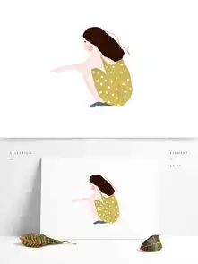治愈系蹲着的女孩插画元素图片素材psb格式下载其他大全