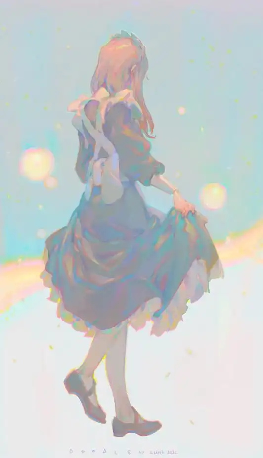 厚涂风格的二次元少女插画,把高级灰运用得炉火纯青