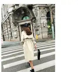 韩系双层领翻领中长款抽绳袖口系带绑带风衣外套秋冬新款依生