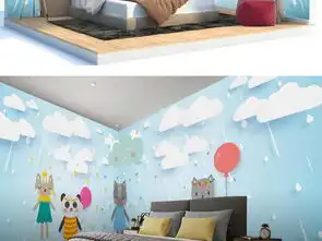 蓝色男孩可爱云朵下雨卡通动物儿童房壁纸背景墙图片设计素材高清psd模板下载201.40mb儿童房背景墙大全