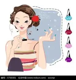 红色系卡通头像女生插画