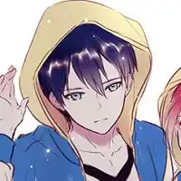 求一对动漫情侣头像,男女一左一右,粉红色背景,对视的