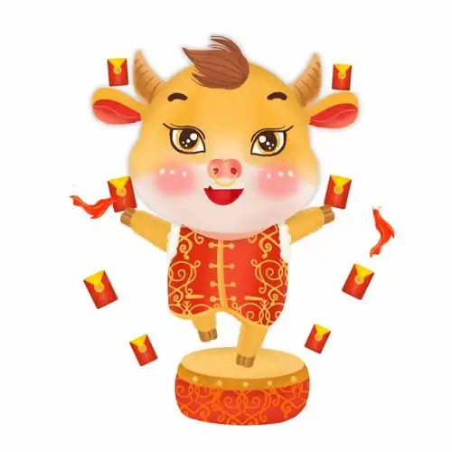 卡通手绘形象红包雨牛年形象插画素材广告素材下载至来源处