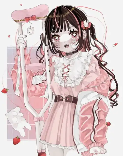 粉色系糖果一样二次元甜蜜动漫少女画风敲可爱的