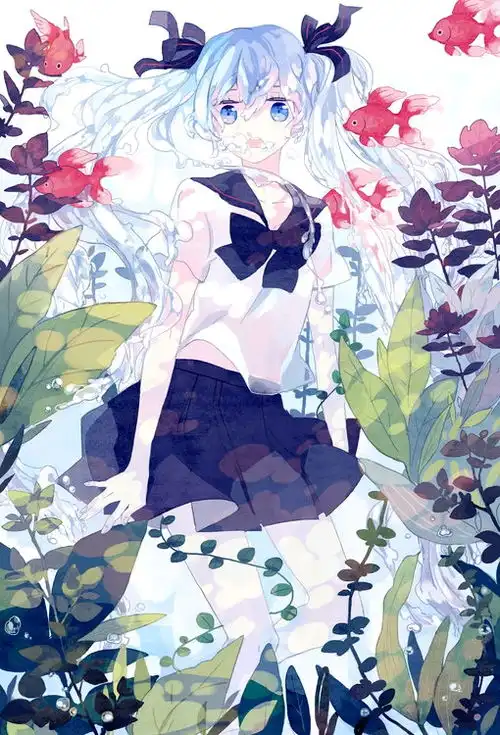 二次元治愈系水中少女手机壁纸2水初音bygameboy盐泽2019年7月10日