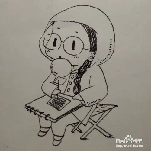 怎么画一个在写作业呆呆的小女孩卡通简笔画