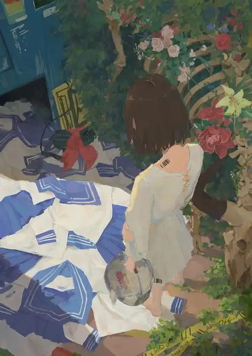 厚涂风格的日系美少女插画,擅长用大块面的色彩来概括整体