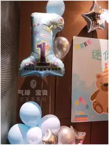 西安小朋友生日气球布置ins风男孩蓝色系