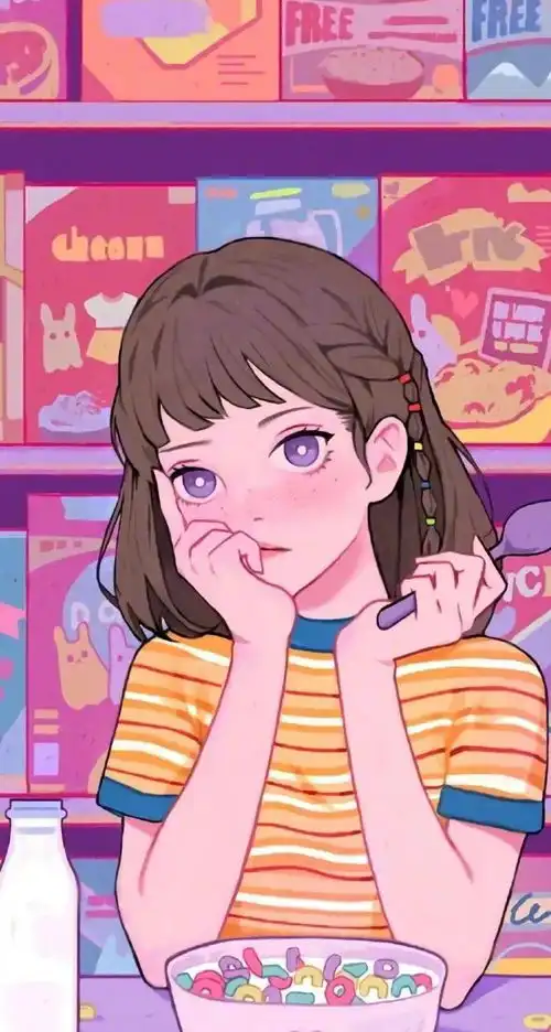 糖果色甜系的少女人物插画,又纯又欲的风格