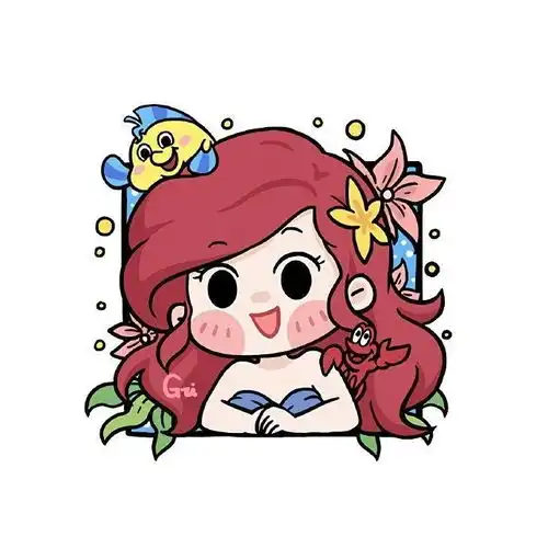 迪士尼公主系列手绘头像女生团头