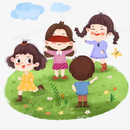 手绘卡通小朋友玩捉迷藏插画免抠元素png图片素材下载卡通png熊猫办公
