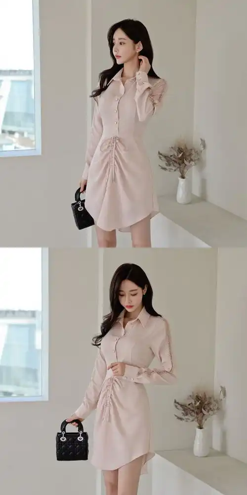 想做你的粉色恋人,她来了她真的来了,少女粉色系衬衫裙