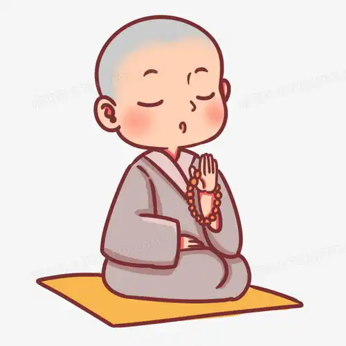 卡通手绘可爱小和尚打坐念经场景png图片素材免费下载素材png30003000像素
