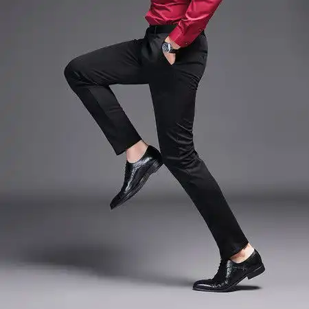 壹恺休闲裤男秋季新款修身直筒商务男裤子加厚长裤黑色男士西裤dc3005