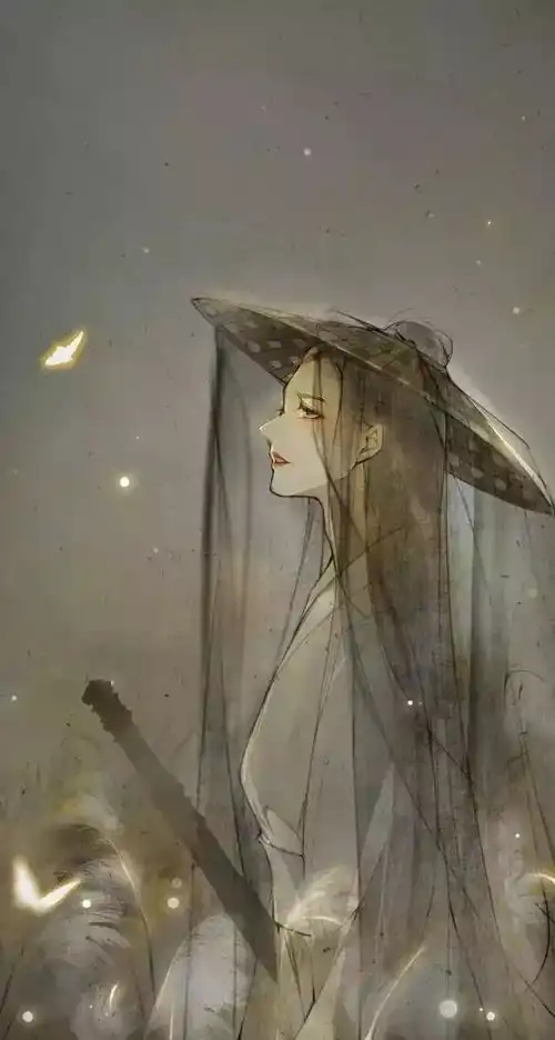 古风美人插画花若兮梦若卿,心倚迄情倚伊