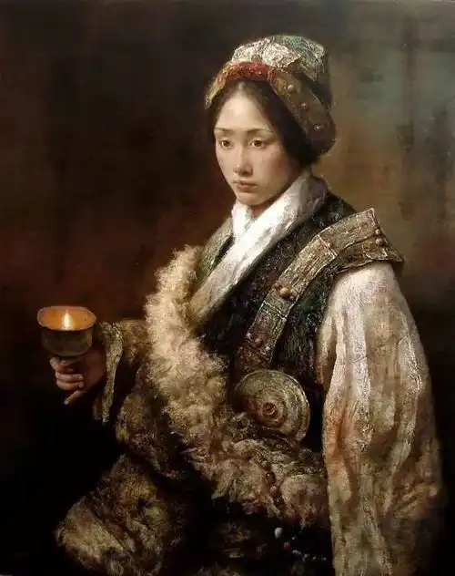 女性神情刻画粗放而不失细腻