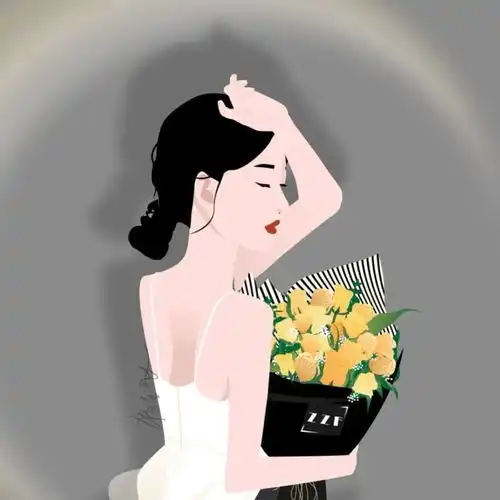 捧花文艺小清新情侣头像