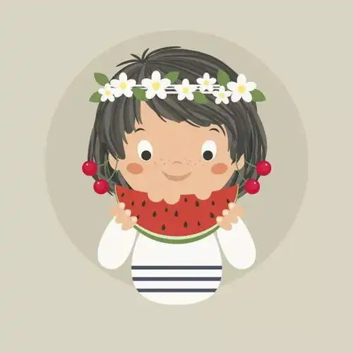 ai教程绘制一个吃西瓜的女孩