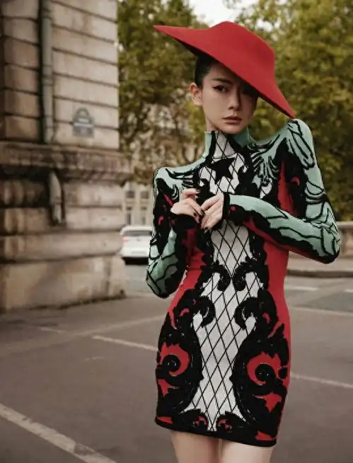 戚薇立体雕花裙复古华丽发型利落展露女王姿态