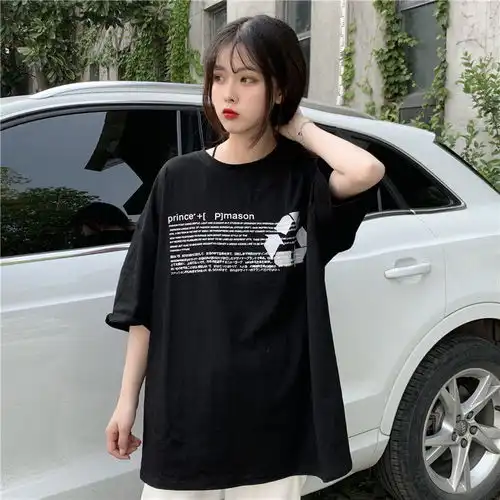 夏季新款韩版宽松ins短袖t恤女情侣装学生原宿bf风半袖体恤女上衣