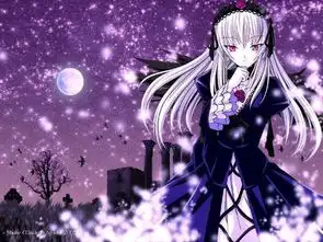 求动漫少女,银发紫眸,蓝瞳也可以不笑,最好是黑衣的