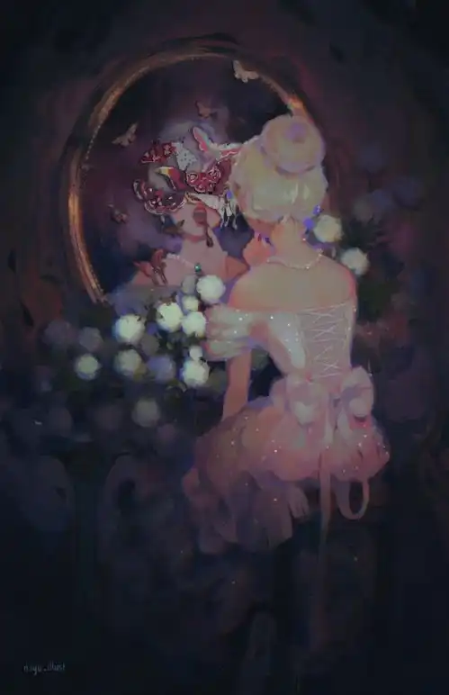 插画分享梦幻唯美画风,笔下少女自带仙气
