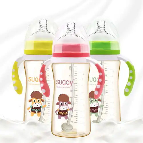 宝宝奶瓶ppsu奶瓶防摔宽口带手柄吸管高温煮防胀气婴儿奶瓶