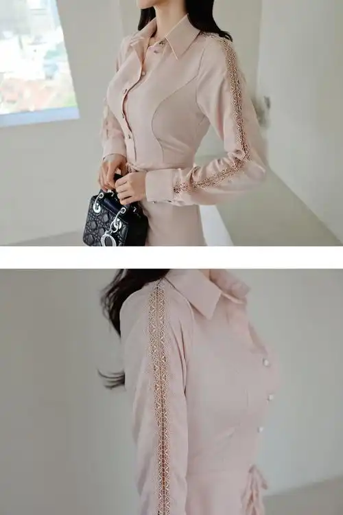 想做你的粉色恋人,她来了她真的来了,少女粉色系衬衫裙