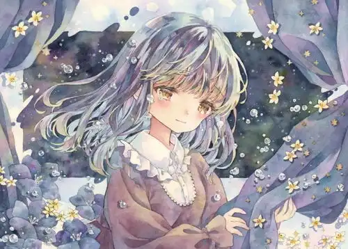 水彩插画日系二次元动漫女孩太太的画风太喜欢了收藏